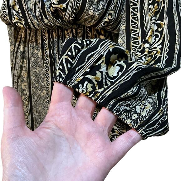 HONEY PUNCH Shorts Romper Black and Browns Deep Sexy V-Neck Size S - Picture 9 of 16